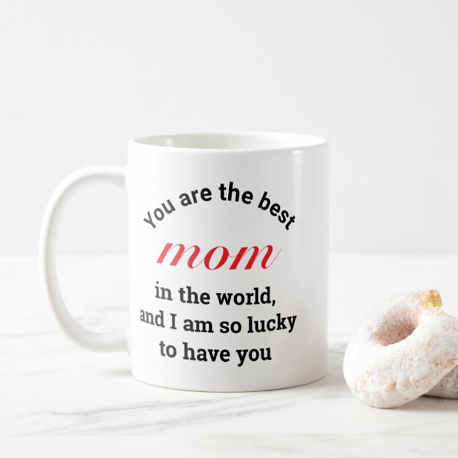 Mug Drôle cadeau Moderne Typographie Jour des Mères (Avec donut)