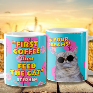 Mug Drôle Cadeau Papa Chat - Nom Personnalisé Et Photo