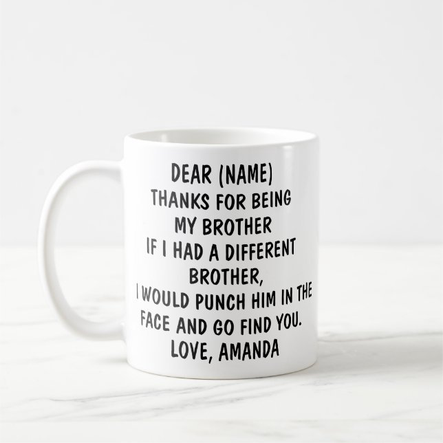 Mug Drôle cadeau pour frère | Frère personnalisé (Gauche)