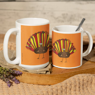 Mug Drôle, Caricature colorée Thanksgiving Turquie