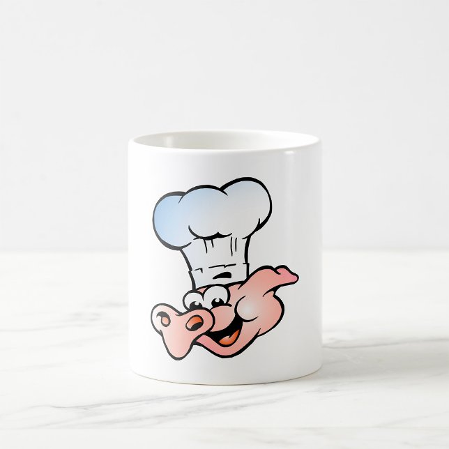 Mug Drôle Cartoon Cochon Chef avec Casquette (Créateur téléchargé)