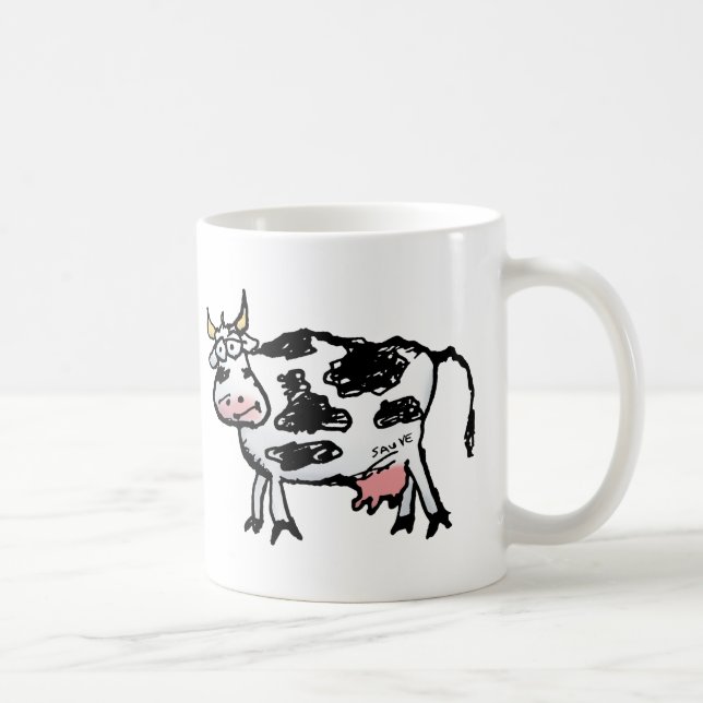 Mug Drôle Cartoon de vache noir et blanc (Droite)