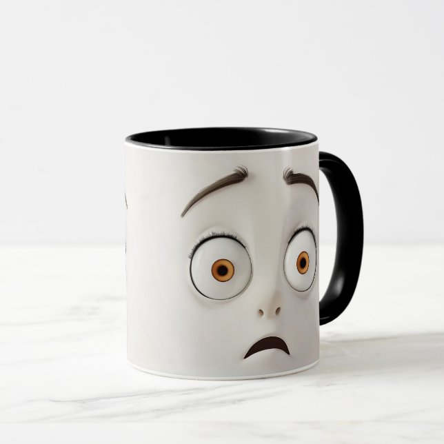 Mug Drôle Cartoon Visage 3-D Enveloppement (Devant droit)