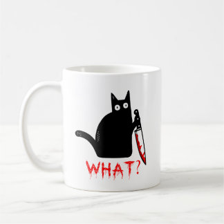 Mug Drôle chat assassin tenant couteau noir chat noir 