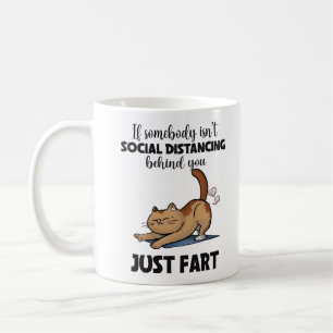Mug Drôle Chat Distances Sociales Dit