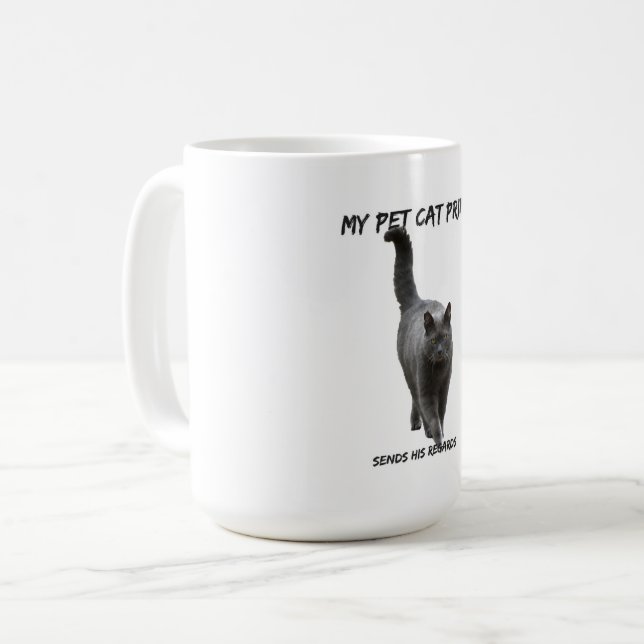 Mug Drôle chat imprimé blanc mon chat envoie son salop (Devant gauche)