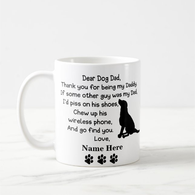 Mug Drôle Cher père chien avec un nom et une image per (Gauche)