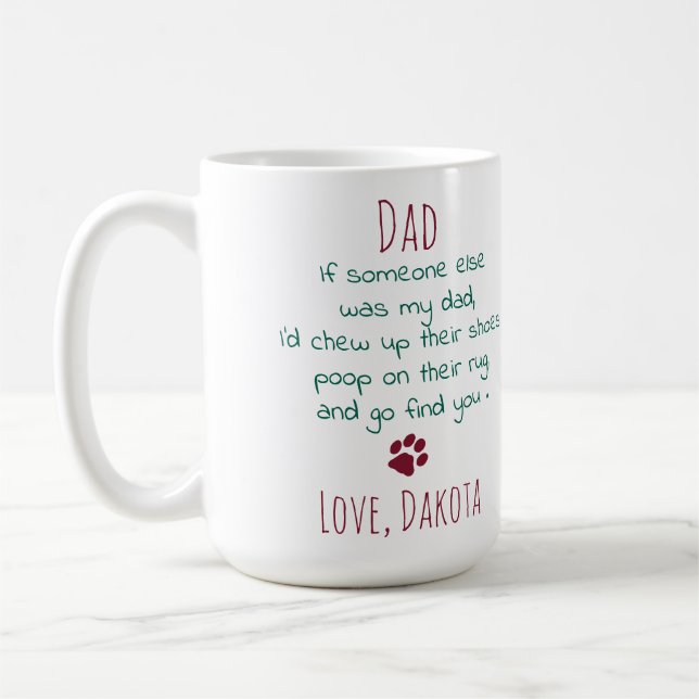 Mug Drôle Chien Papa Personnalisé Animaux de compagnie (Gauche)