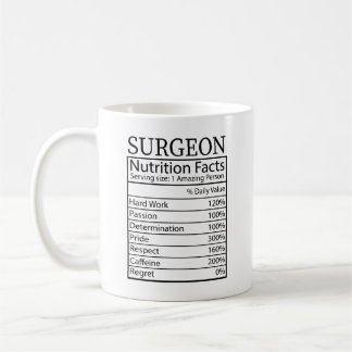 Mug Drôle Chirurgien Nutrition Facts, Cadeau Chirurgie