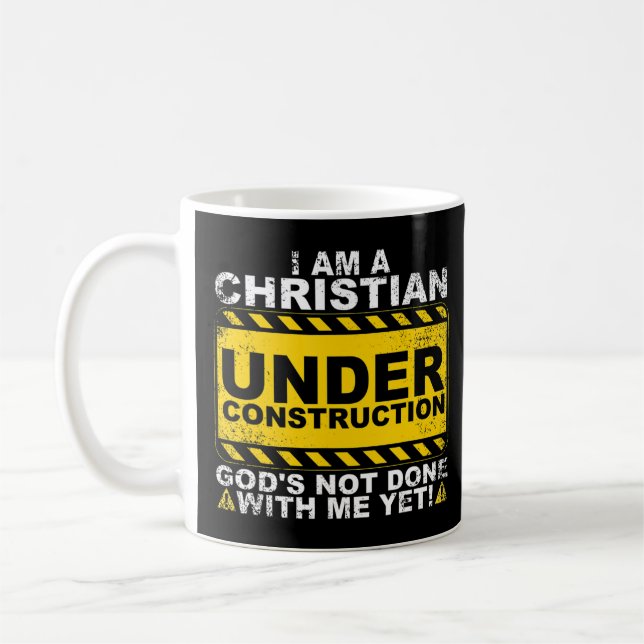 Mug Drôle Chrétien en construction Cadeau Catholique M (Gauche)