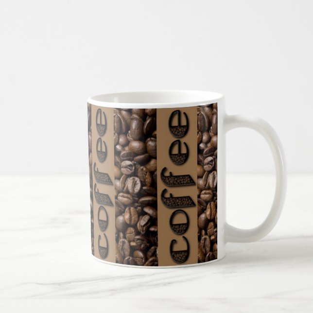 Mug Drôle Coffee Beans Typographie Coffee Log (Droite)