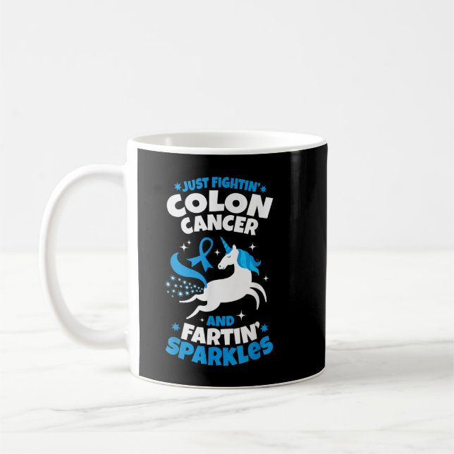 Mug Drôle Colon Cancer Fighter Fighter Unicorn Citatio (Gauche)