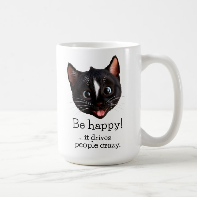 Mug Drôle Conception Chat - Soyez Heureux Il Rend Les  (Droite)