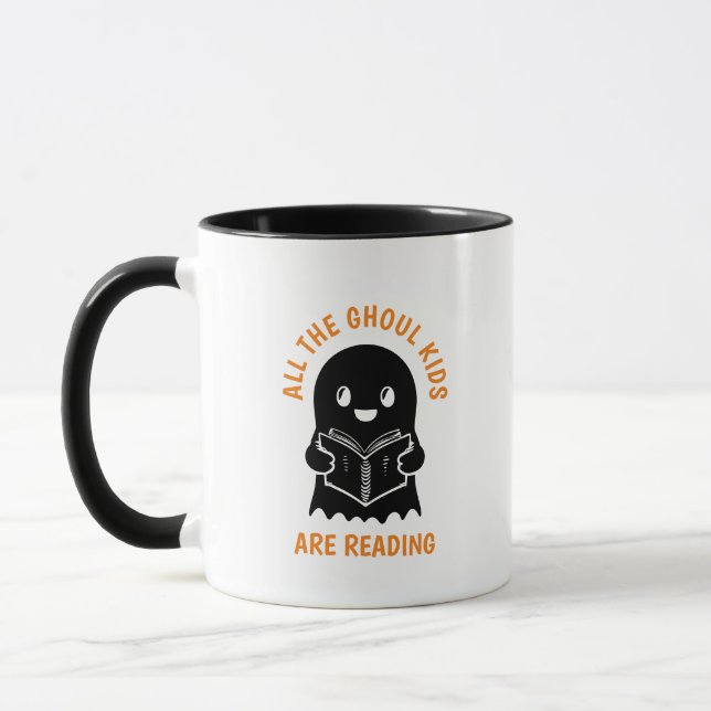 Mug Drôle Cool Ghost GHOUL Les enfants lisent (Gauche)