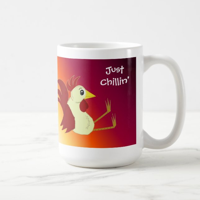 Mug Drôle coq assis juste Chillin' (Droite)