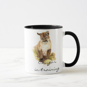Mug Drôle Cougar en formation avec Cub, Kitten