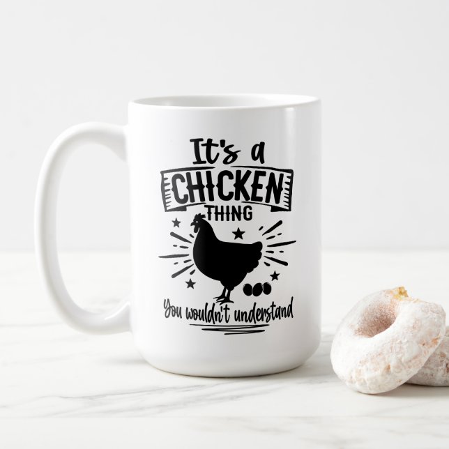 Mug Drôle Crazy Poulets Dons Agricole OEufs de ferme (Avec donut)