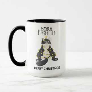 Mug Drôle de chat noir de Noël, humour d'hiver simple