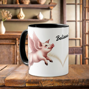 Mug Drôle de croire quand les porcs volent