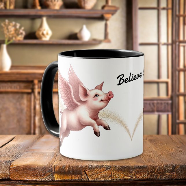 Mug Drôle de croire quand les porcs volent (Créateur téléchargé)