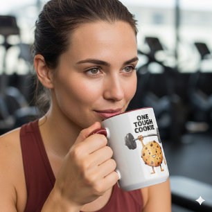 Mug Drôle de dur à cuire levant un haltère