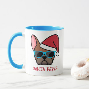 Mug Drôle de faon rouge Frenchie Santa Paws Noël