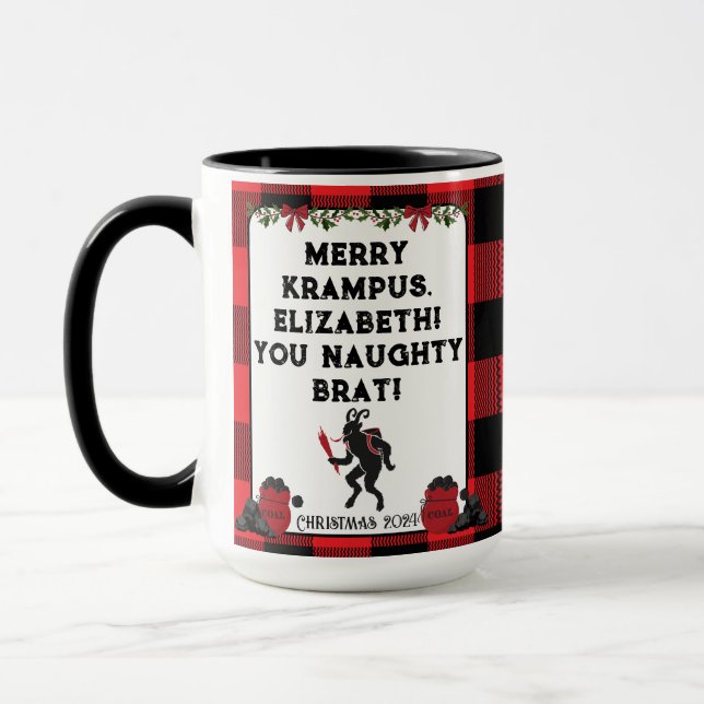Mug Drôle de Joyeux Krampus Noël personnalisé  (Gauche)