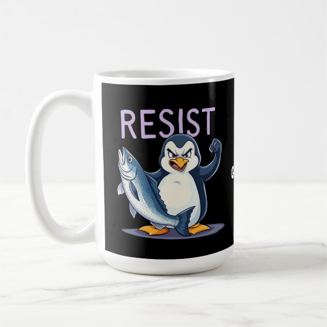 Mug Drôle de résister à la protestation des pingouins  (Gauche)