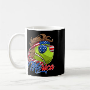 Mug Drôle de tennis Merica Ll et drapeau américain Sun