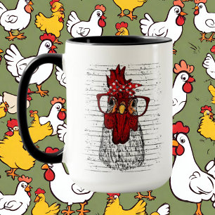 Mug drôle dingue poule dame ajouter du texte