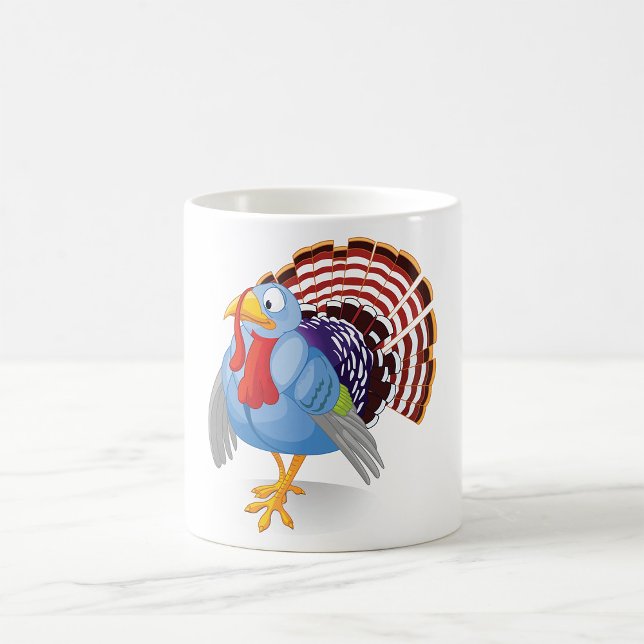 Mug Drôle Drôle Carton Bleu Turquie avec des plumes pa (Créateur téléchargé)