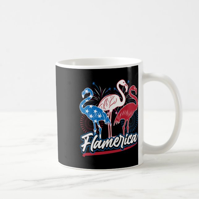 Mug Drôle drôle de Flamant rose 4 juillet drapeau patr (Droite)