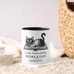 Mug Drôle Facilement Distrait par les Livres et les Ch