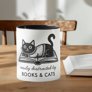 Mug Drôle facilement distrait par les livres et les ch