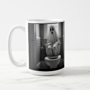 Mug Drôle fantôme assis dans les toilettes