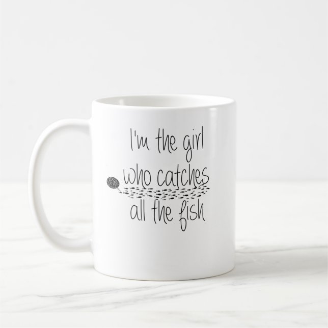 Mug drôle fille de pêche attrape les citations de pois (Gauche)