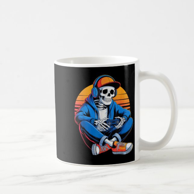 Mug Drôle Halloween garçons Hommes Enfants Squelette V (Droite)