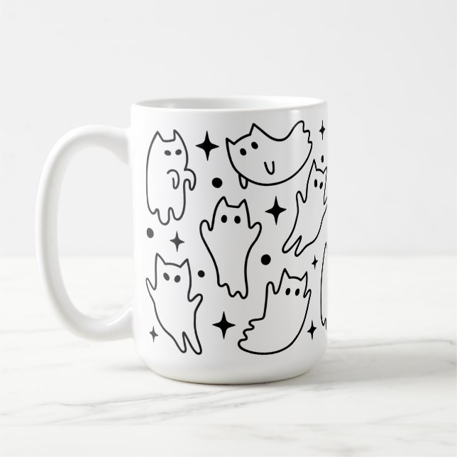 Mug Drôle Halloween Ghost Chat Pour Chats LoverMug (Gauche)