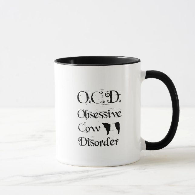Mug Drôle Humour OCD Obsessionnel Vache Disorder Belti (Droite)