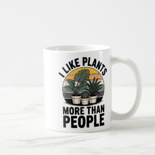 Mug Drôle J'aime les plantes plus que les gens Design 
