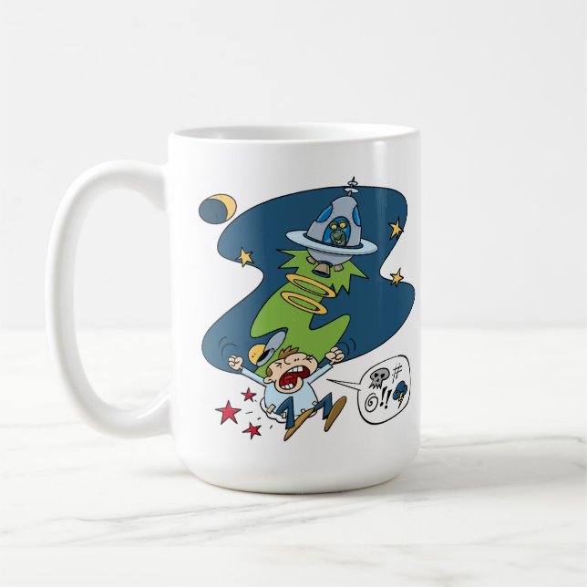 Mug Drôle je crois UFO Probing Session Cartoon (Gauche)