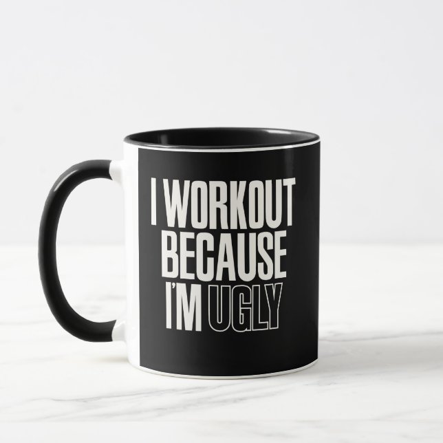 Mug Drôle, je fais du sport parce que je suis moche Hu (Gauche)