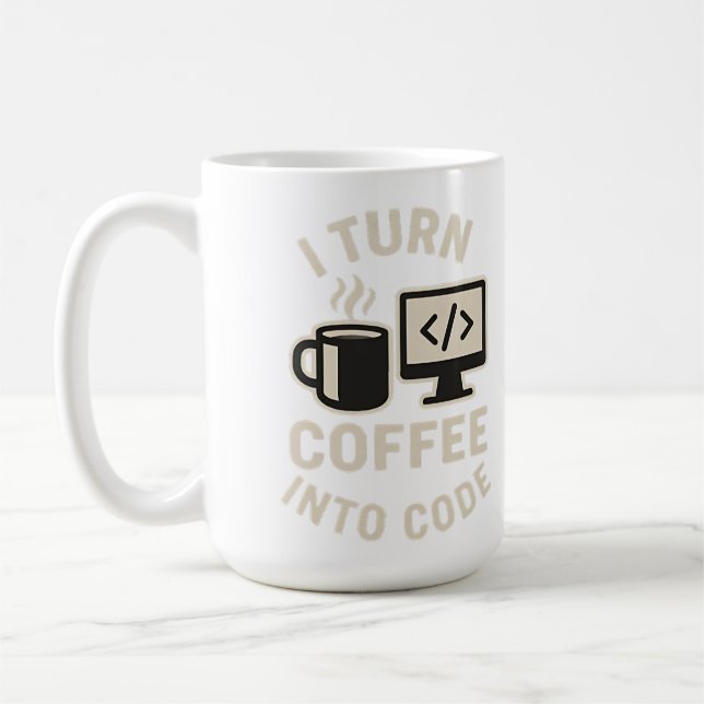 Mug Drôle, Je Transforme Le Café En Code (Gauche)