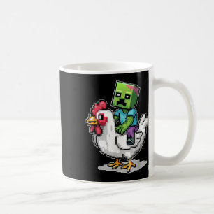Mug Drôle Jockey Pixel Riding Jockey Poulet Sur Un Chi
