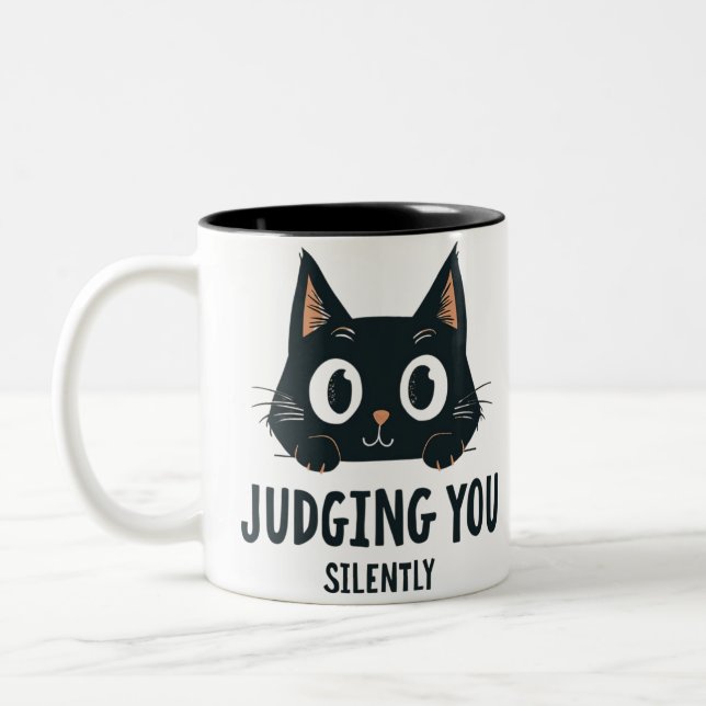Mug drôle Jugement Chat Jugement Coupe Chat Coupes (Gauche)