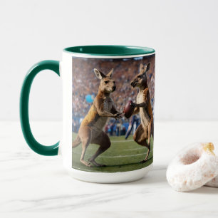 Mug Drôle Kangaroos Australien Jouant Au Football,