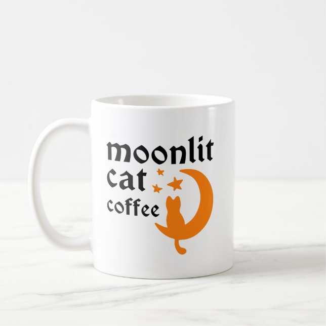 Mug drôle lune d'halloween avec chat (Gauche)
