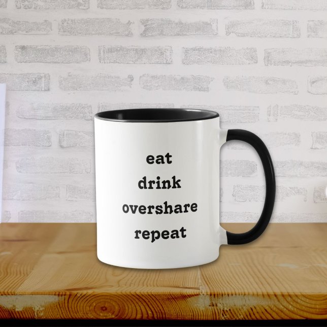 Mug Drôle Manger Sujet de l'alcool Répéter (Créateur téléchargé)