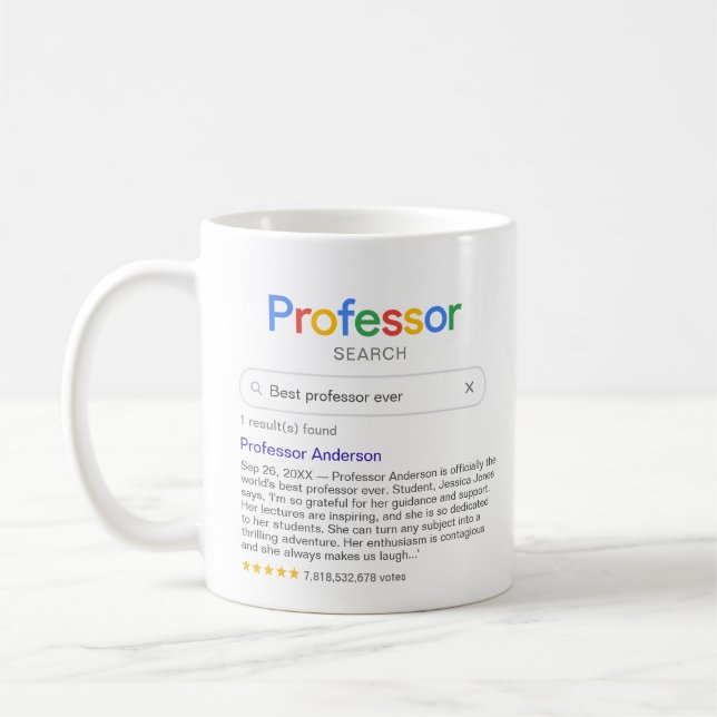 Mug Drôle Meilleur Professeur Recherche Avec Message P (Gauche)