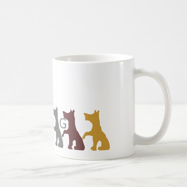 Mug Drôle mignon Six Chiens Gris Jaune Brown (Droite)